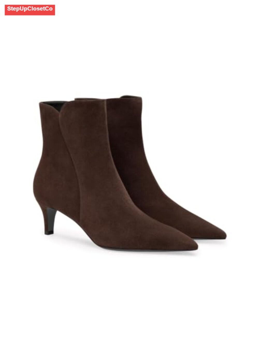 Womens Faux Suede Ankle Boots Kitten Heel Pointed Toe Zipper Dress Booties
